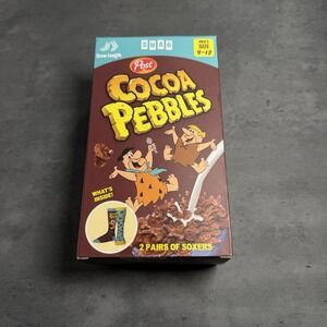 SWAG Cocoa‎ Pebbles Cereal Two Crew Socks Men's Shoe Size 9-12 FLINSTONES BARNEY